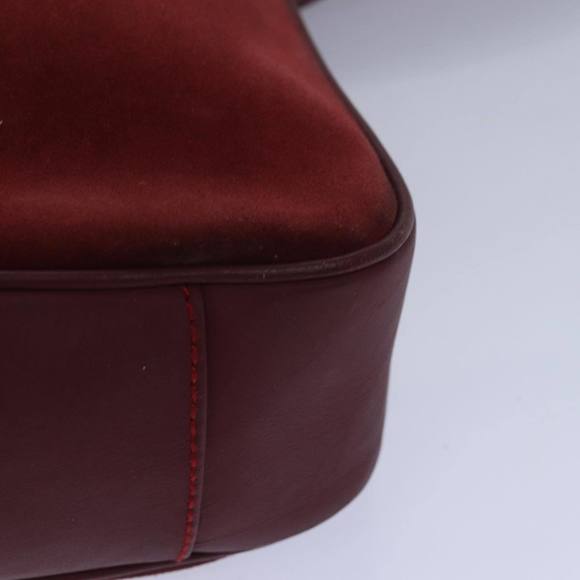 GUCCI Bamboo Hand Bag Suede 2way Red 001 1638 Auth 79161 - Picture 15 of 16